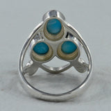 Larimar Three Stone Silver Ring