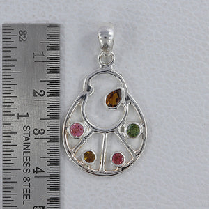 925 Sterling Silver Multi Tourmaline Pendants