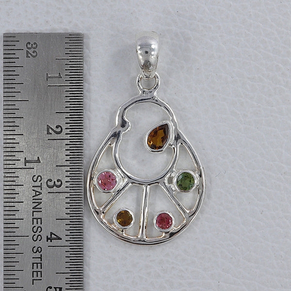925 Sterling Silver Multi Tourmaline Pendants
