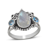 Rainbow Moonstone Silver Ring