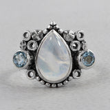 Rainbow Moonstone Silver Ring