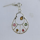 925 Silver Multi Tourmaline Pendant