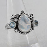 Rainbow Moonstone Silver Ring