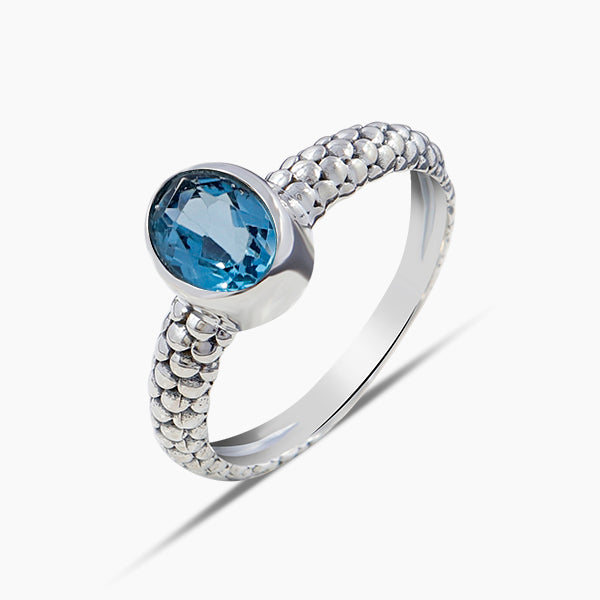 Natural Blue Topaz Silver Rings