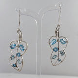 Blue Topaz Leaf Design Silver Earrings