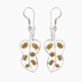 Blue Topaz Leaf Design Silver Earrings