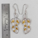 Blue Topaz Leaf Design Silver Earrings