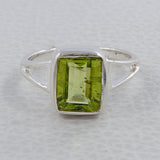 Natural Green Amethyst Silver Ring