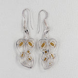 Blue Topaz Leaf Design Silver Earrings