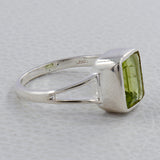 Natural Green Amethyst Silver Ring