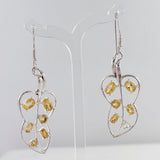 Blue Topaz Leaf Design Silver Earrings