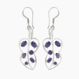 Blue Topaz Leaf Design Silver Earrings