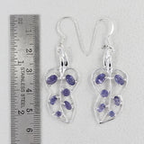 Blue Topaz Leaf Design Silver Earrings