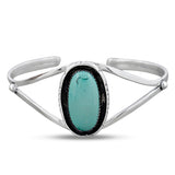 Turquoise Oval Stone with Pure 925 Sterling Silver Cuff Bangles Jewelry