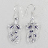 Blue Topaz Leaf Design Silver Earrings
