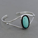 Turquoise Oval Stone with Pure 925 Sterling Silver Cuff Bangles Jewelry