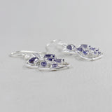 Blue Topaz Leaf Design Silver Earrings