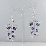 Blue Topaz Leaf Design Silver Earrings