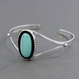 Turquoise Oval Stone with Pure 925 Sterling Silver Cuff Bangles Jewelry