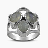 Larimar Three Stone Silver Rings