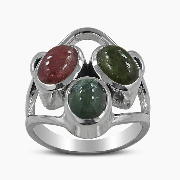 Larimar Three Stone Silver Rings