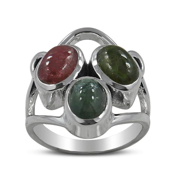 Larimar Three Stone Silver Rings