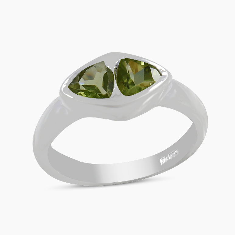 Natural Peridot Silver Rings