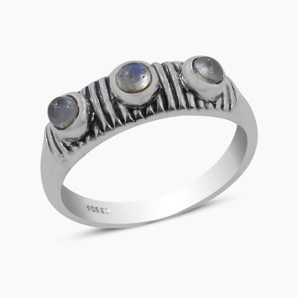 Rainbow Moonstone Silver Rings