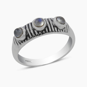 Rainbow Moonstone Silver Rings