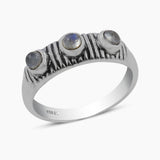 Rainbow Moonstone Silver Rings
