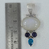 Rainbow Moonstone 925 Silver Pendant