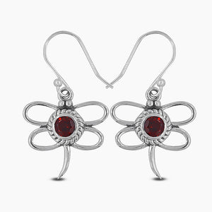 Garnet Silver Earrings