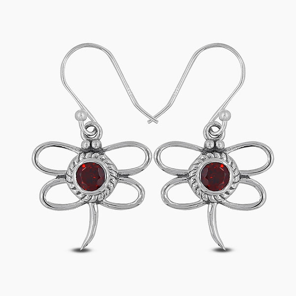 Garnet Silver Earrings