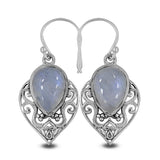 Natural Rainbow Moonstone Silver Earring