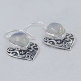 Natural Rainbow Moonstone Silver Earring