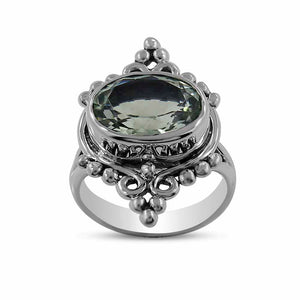 Green Amethyst Silver Rings