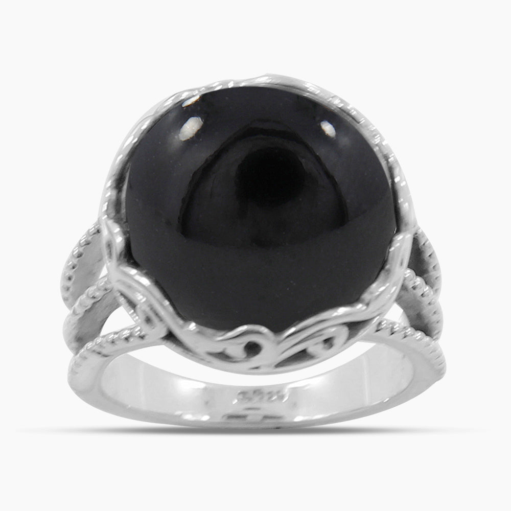 Black Onyx Silver Rings