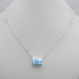 Blue Topaz with Larimar Silver Necklace