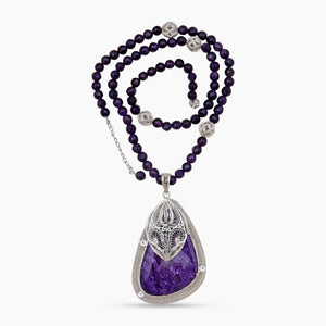 Charoite Silver Beads Necklaces