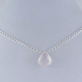 Rose Quartz Gemstone Pear Shape Necklace Gift for Her