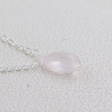 Rose Quartz Gemstone Pear Shape Necklace Gift for Her