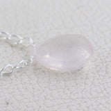 Rose Quartz Gemstone Pear Shape Necklace Gift for Her