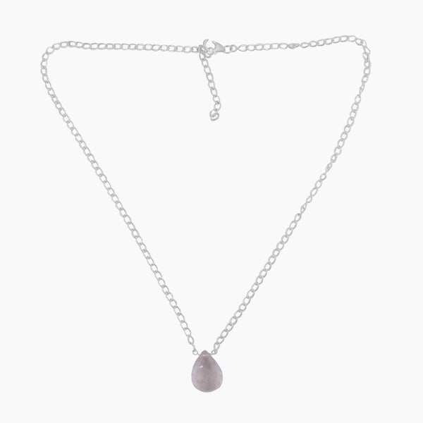 Rose Quartz Gemstone Pear Shape Necklace Gift for Her