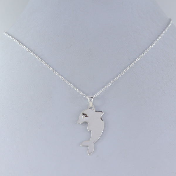 Dolphin Shape Sterling Silver Necklace For Unisex