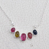 Multi Tourmaline Silver Necklace