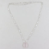 Rose Quartz Briliant Gemstone Necklace, 925 Solid Silver Necklace