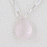 Rose Quartz Briliant Gemstone Necklace, 925 Solid Silver Necklace