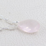 Rose Quartz Briliant Gemstone Necklace, 925 Solid Silver Necklace