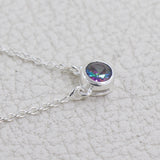 925 Sterling Silver Mystic Quartz Gemstone Minimalist Necklace With Chain