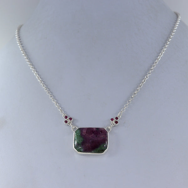 Ruby Zoisite Stone Sterling Silver Minimalist Necklace